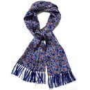 Tootal 60s Mod Silk Paisley Fringed Silk Scarf in Cobalt TV4912 060