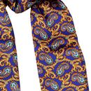 Tootal Navy & Gold Paisley Retro Mod Silk Scarf 
