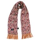 Tootal 1960s Mod Silk Paisley Fringed Scarf in Wine TV5927 157