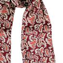 Tootal Wine Paisley Retro Mod Fringed Silk Scarf 