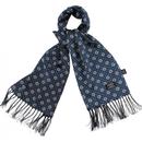 TOOTAL Retro 60s Mod Silk Floral Scarf in Navy 