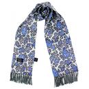 Tootal Scarves Retro 1960s Mod Paisley Print Silk Scarf in Grey/Blue