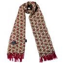 Tootal Scarves Retro 1960s Mod Paisley Rayon Scarf in Clotted Cream