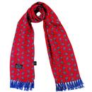 Tootal Scarves Retro 1960s Mod Paisley Rayon Scarf in Red