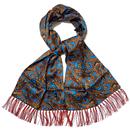 Tootal Retro Mod Bronze Paisley Design Silk Scarf 