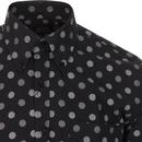 TOOTAL Retro Mod Textured Polka Dot Shirt (Black)
