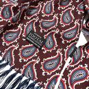 Tootal Burgundy Paisley Mod Fringed Rayon Scarf 