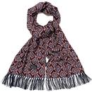 Tootal Burgundy Paisley Mod Fringed Rayon Scarf 