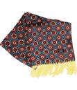 TOOTAL Retro 1960s Mod Floral Mosaic Fringed Scarf