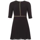 Traffic People All The Trimmings Retro 50s Metallic Piping Dress in Black