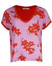 Two Faced TRAFFIC PEOPLE Retro Floral Tee Pink