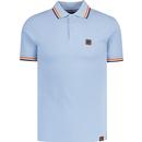 trojan clothing mens 3 colour mod tipped pique polo tshirt powder blue