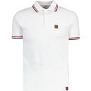 trojan clothing mens 3 colour mod tipped pique polo tshirt white