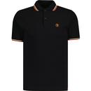 trojan clothing mens twin tipped plain pique polo tshirt black orange