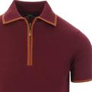 TROJAN RECORDS Mod Zip Placket Knitted Polo Top P