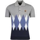 Trojan Argyle Knit Mod Polo Shirt in Grey TR8961