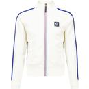 trojan records clothing mens twin stripe contrast zip retro funnel neck track top ecru blue