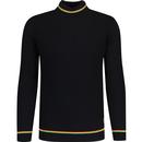 trojan records clothing mens basket weave mod tipped turtleneck jumper black