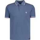 trojan clothing mens mod twin tipped textured basket weave polo tshirt airforce blue