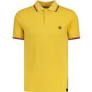 trojan clothing mens mod twin tipped textured basket weave polo tshirt mustard yellow