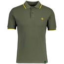 Trojan Basket Weave Mod Tipped Polo Shirt in Army Green