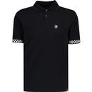 trojan clothing mens checkerboard cuffs tonal tipped pique polo tshirt black