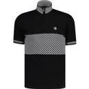 trojan clothing mens checkerboard funnel neck zip cycling top black