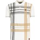 trojan clothing mens oversize 60s check panel polo tshirt ecru