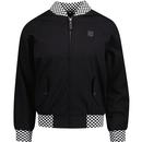 trojan clothing mens checkerboard pattern details zip bomber jacket black
