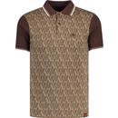 trojan clothing mens checkerboard diamond panel jacquard polo tshirt chocolate brown