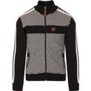 trojan clothing mens checkerboard pattern zip track jacket black