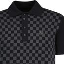 Trojan Chequerboard Panel Knitted Mod Polo Shirt B