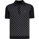 Trojan Chequerboard Panel Knitted Mod Polo Shirt B