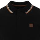 TROJAN RECORDS Classic Tipped Mod Polo Shirt BLACK