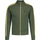 trojan record clothing mens contrast zip retro funnel neck track top army green