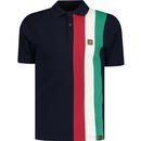 TROJAN Cut and Sew Stripe Retro Mod Polo Shirt N
