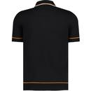 Trojan Mod Waffle Textured Knit Polo Shirt Black