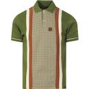 trojan clothing mens dogtooth pattern panel polo tshirt green