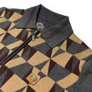 Trojan Geometric Jacquard Panel Zip Neck Polo C