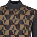 Trojan Retro Geometric Panel Turtleneck Jumper C