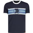 trojan clothing mens new helmet logo stripe print tshirt navy