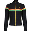 Trojan Retro 70s Horizontal Reggae Stripe Track Top in Black 