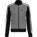 trojan clothing mens houndstooth front panel zip track top black white