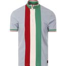 trojan clothing mens italia vertical stripes zip funnel neck polo tshirt blue