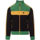 trojan clothing mens jamaica colour block zip track jacket black green yellow