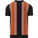 trojan records mens vertical stripes knitted tshirt navy orange