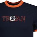 TROJAN RECORDS Mod Outline Logo T-Shirt in Navy