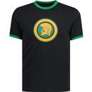 trojan clothing mens large logo print tshirt black green