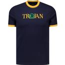 trojan records clothing mens retro logo print mod ringer neck tshirt navy