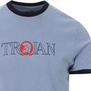 TROJAN RECORDS Retro Outline Logo Ringer Tee (Sky)